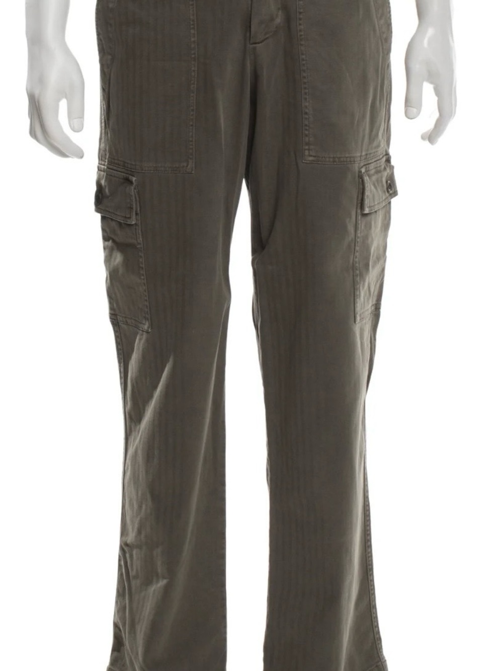 James Perse Women’s Size 2 Green Cargo Pants Herringbone Utility Straight Leg